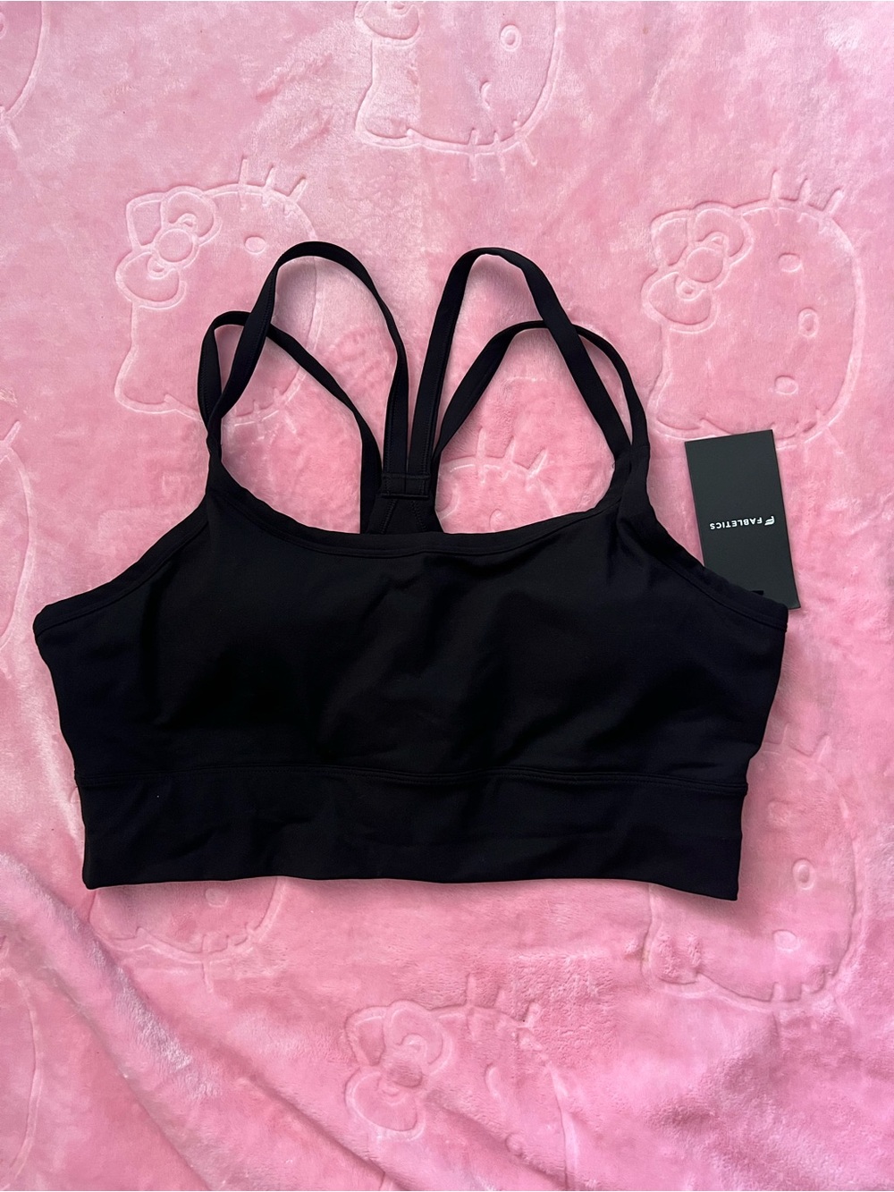 Fabletics Black Strappy Double-Back Sports Bra
